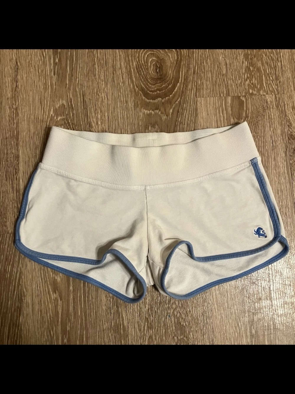Vtg Y2K Shorts Micro Mini Sweat Shorts Low Rise Booty Express Blue Trim Prep XS - Picture 2 of 10